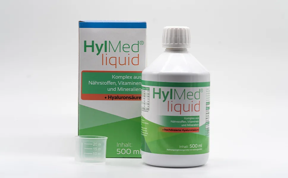 Hylmed Ha Liquid high-dose hyaluron drink with collagen zinc vitamins A C B2 B3 Biotin as a 50-day application 2: Liquid 500 ml - HylMed liquid