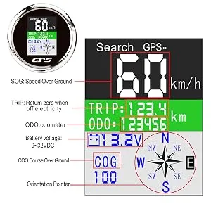 85mm digital speed knife GPS speedometer speed measuring device Kilometer meter waterproof IP67 speedometer measuring device for auto boot yacht 12v/24v black - 85mm gps speedometer