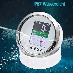 85mm digital speed knife GPS speedometer speed measuring device Kilometer meter waterproof IP67 speedometer measuring device for auto boot yacht 12v/24v black - lP67 Wasserdicht