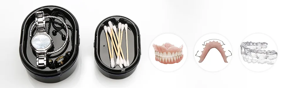 Prosthesis dose denture box with filter prostheses for storage and immersion dentures cleaning baths braces box prosthesis dinner denture dental box (black) - product information 5