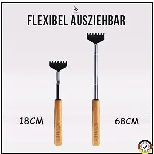 SCUUBY back scratch (6-part) made of high-quality stainless steel with bamboo handle i back scraper extendable with interchangeable attachments i telescopic back scratch i scratch hand i back scratcher - titel 3
