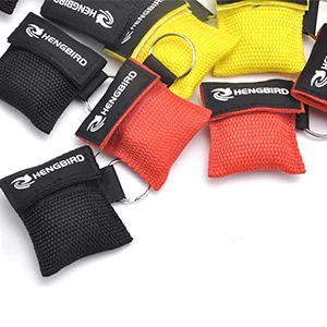 Beating mask keychain CPR Face Shield first aid ventilation masks for adults and children emergency cloth pocket mask for first aid or AED training (black 10) - CPR Mask