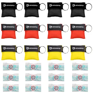 Beating mask keychain CPR Face Shield first aid ventilation masks for adults and children emergency cloth pocket mask for first aid or AED training (black 10) - product information 5