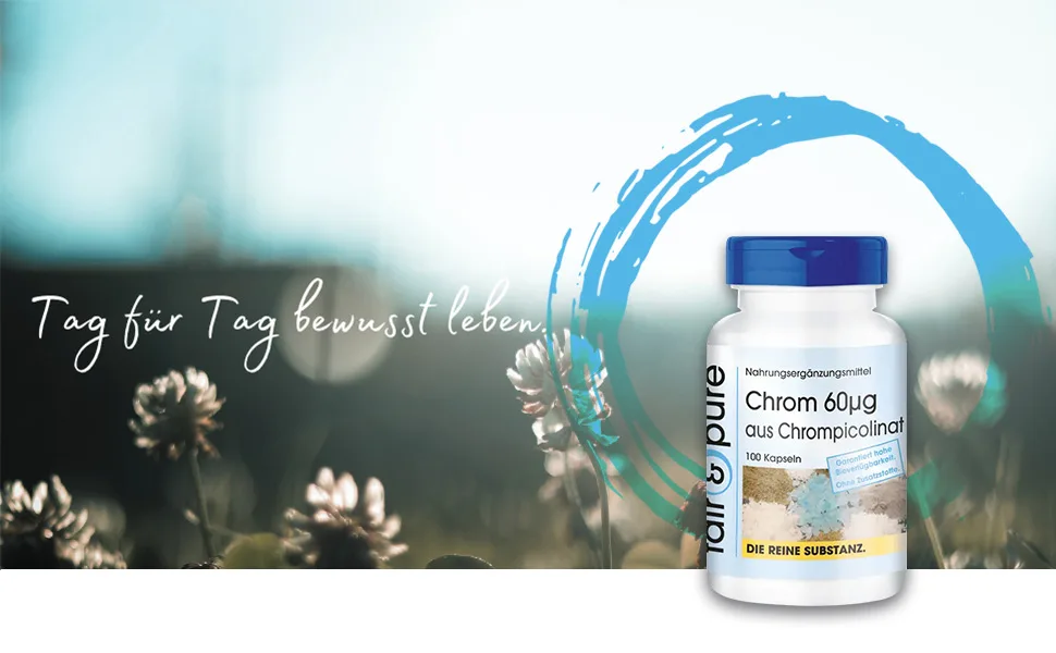 Fair & Pure - Chromium 60mcg - Chromium picolinate - vegan - yeast-free - without magnesium stearate - 100 chromium capsules - Titel