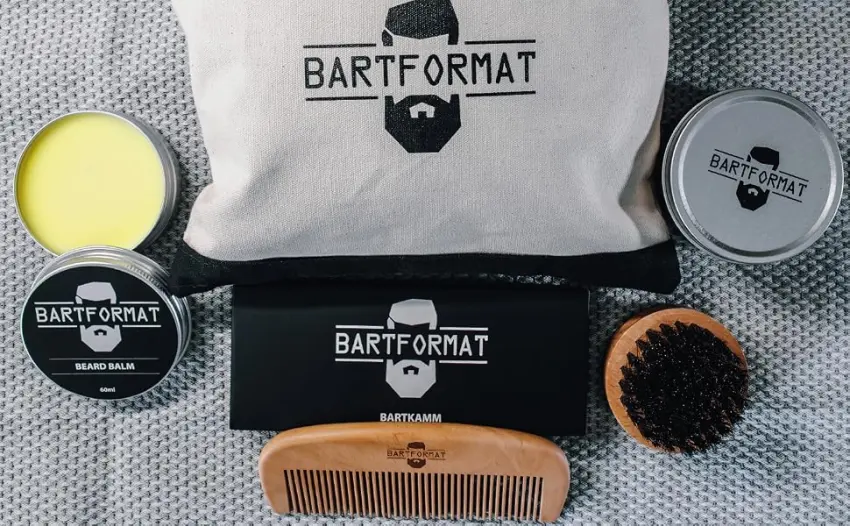 Bart format 4-part beard care set Glatt maker-including beard balam (60ml) + beard brush + beard comb + cultural bag-high-quality set for daily beard care-ideal for men - Glattmacher