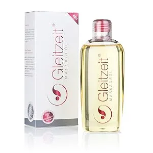 Gleitzeit Massage Oil PREMIUM (200 ml) for stretch marks scar care perineal massage and partner massage - Gleitzeit Massageöl Flasche 200 ml mit Faltschachtel