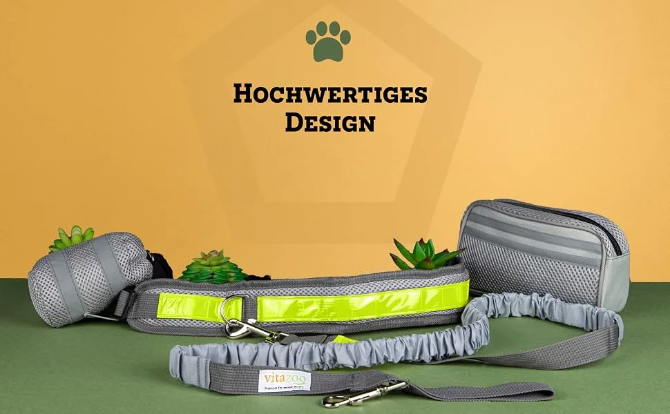Vitazoo jogging line for dogs with belly belt - elastic running line with adjustable runway - dog leash with belt bag & reflective sections - jogging leash for dog - product information 7