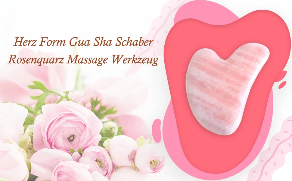 JOVIVI Gua Sha Scraping Massage Tool Natual Rose Quartz Aventurine Heart-Shaped Guasha Board for Acupuncture Therapy (Rose Quartz) - guasha schaber