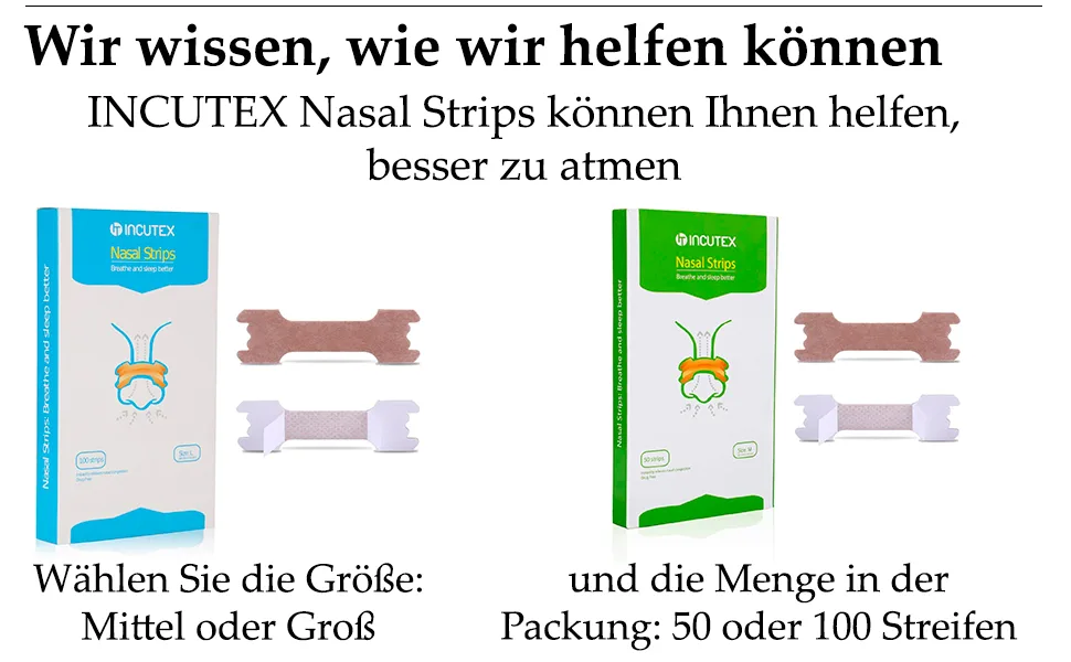 Incutex 100 pieces nasal plasters against snoring nose strips snoring stopper size L - nasal strips
