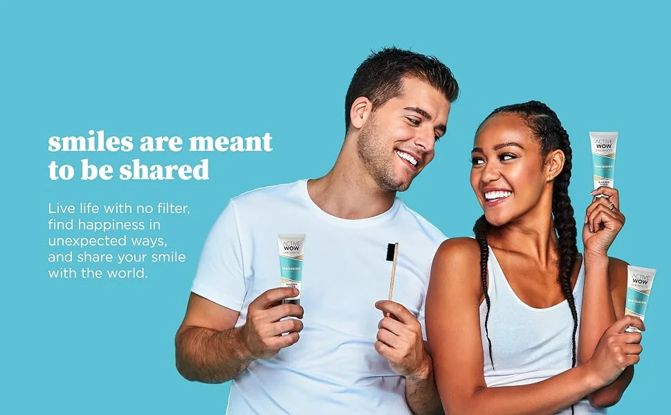 Active Wow 24K White All Natural Whitening Toothpaste Baking Soda + Mint  4 oz (113 g) - active wow smiles are meant to be shared
