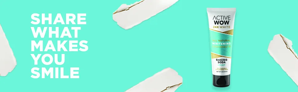 Active Wow 24K White All Natural Whitening Toothpaste Baking Soda + Mint  4 oz (113 g) - share what makes you smile