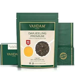 Vahdam First Flush Darjeeling Black Tea (100g 50+ cups) Darjeeling Tea First Flush |Black tea with the finest aroma |Directly from the source in India Darjeeling First Flush Black Tea - product information 3