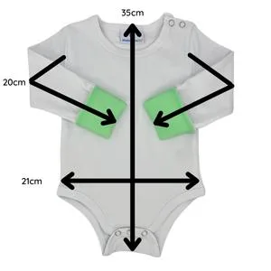 Munchy Mitts Baby Romper with Integrated Teething Mitt 3-6 Months Mint Green - Munchy Mitts Maßnahmen