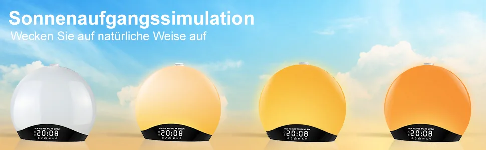 Bluetooth daylight alarm clock wake up light alarm clock with light sunrise sunset simulation bluetooth speaker 22 natural noises 20 brightness bedside lamp for children warm - Lichtwecker Tageslichtwecker mit Bluetooth