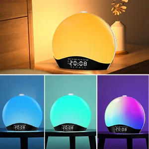 Bluetooth daylight alarm clock wake up light alarm clock with light sunrise sunset simulation bluetooth speaker 22 natural noises 20 brightness bedside lamp for children warm - tageslichtwecker