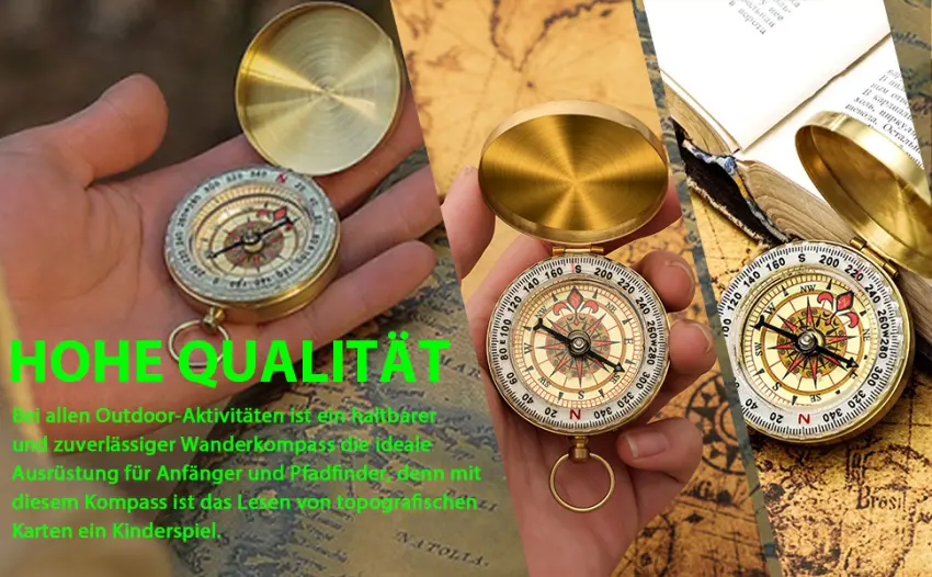 Compass children portable compass pocket compass waterproof pocket compass made of brass with fluorescence and navigation tools for outdoor activities such as camping also hike type 1 - product information 2