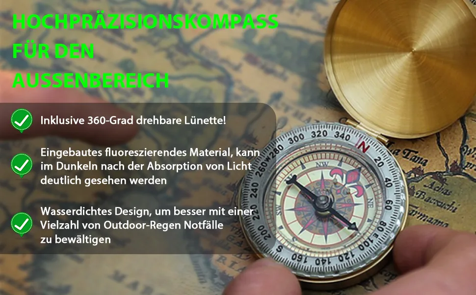 Compass children portable compass pocket compass waterproof pocket compass made of brass with fluorescence and navigation tools for outdoor activities such as camping also hike type 1 - product information 6