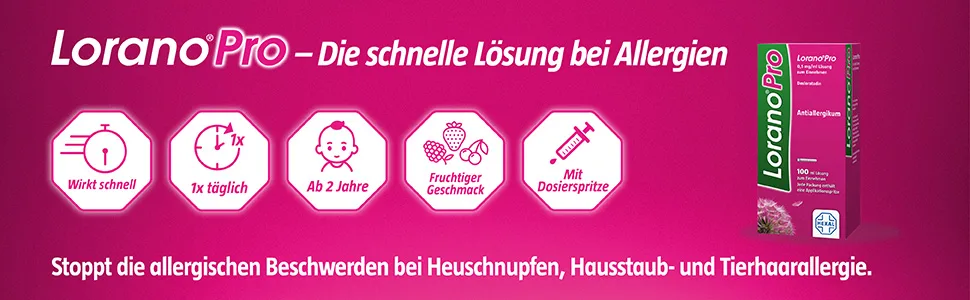 LORANO PRO 0.5 mg/ml oral solution 50 ml: The quick solution for allergies Suitable for children from 2 years - LoranoPro Lösung