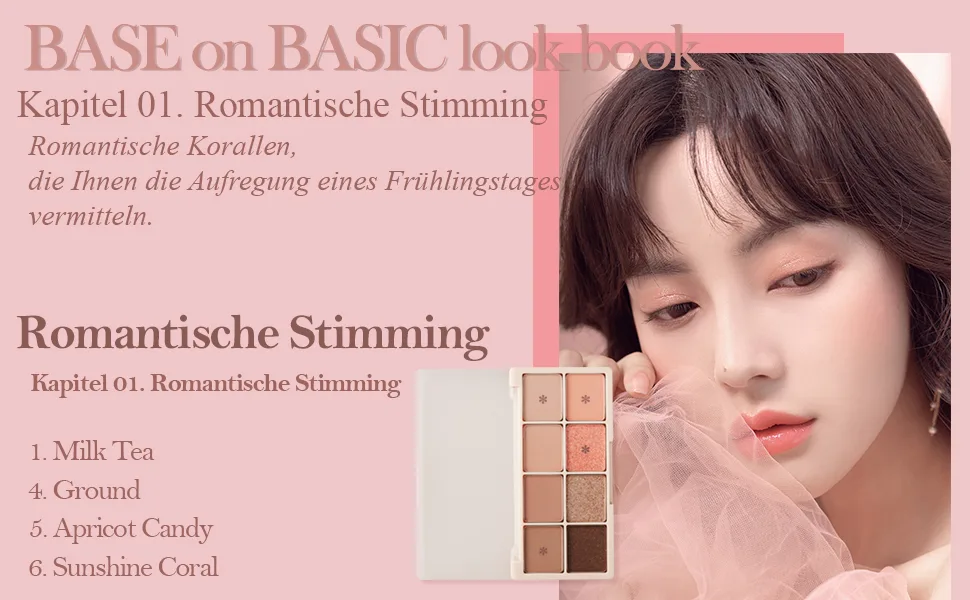 BOM Base on Basic Eye Palette 01Coralism with natural base warm and neutral eyeshadow palette 8 colors - product information 5