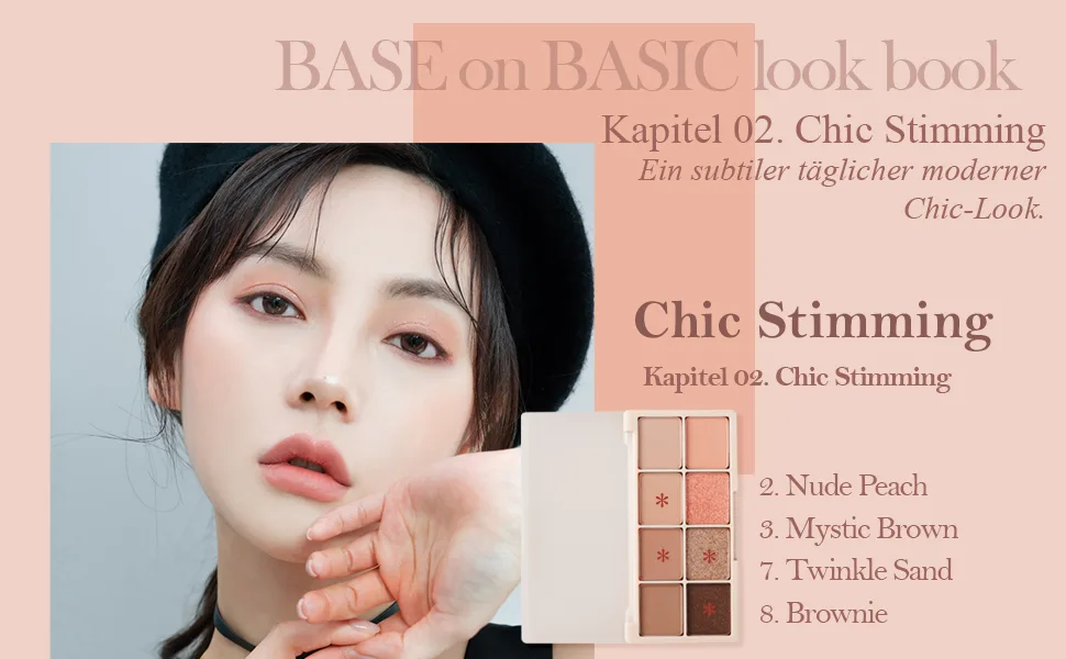 BOM Base on Basic Eye Palette 01Coralism with natural base warm and neutral eyeshadow palette 8 colors - product information 6