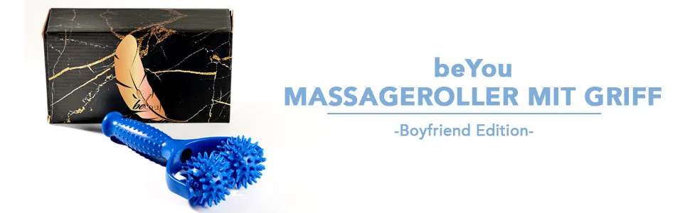 beYou massage roller with handle - Break-proof thanks to carbon insert High-quality premium massage roller - incl. gift box blue - massageroller
