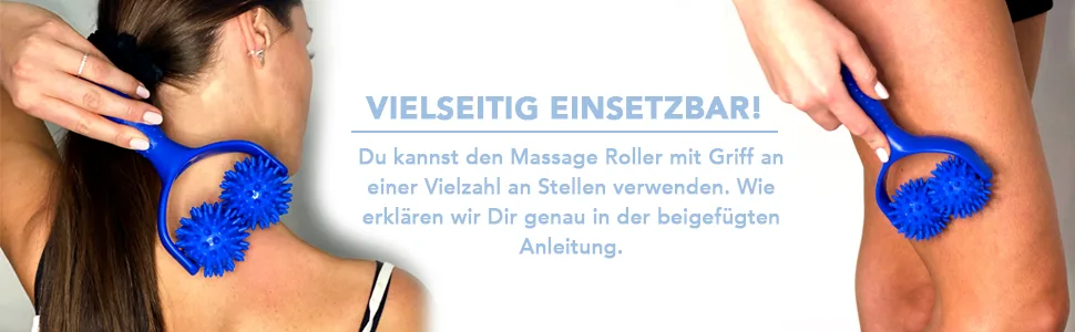 beYou massage roller with handle - Break-proof thanks to carbon insert High-quality premium massage roller - incl. gift box blue - massageroller