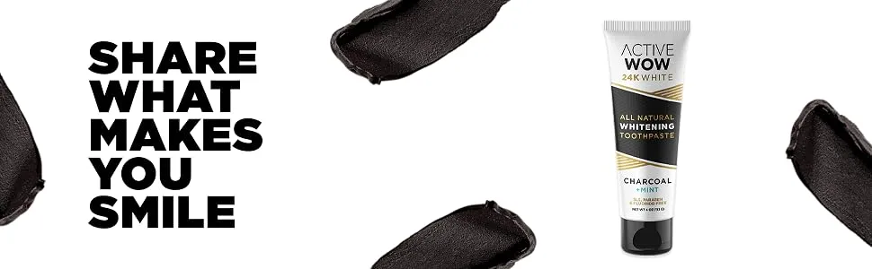 Active Wow 24K White All Natural Whitening Toothpaste Charcoal + Mint 4 oz (113 g) - charcoal toothpaste