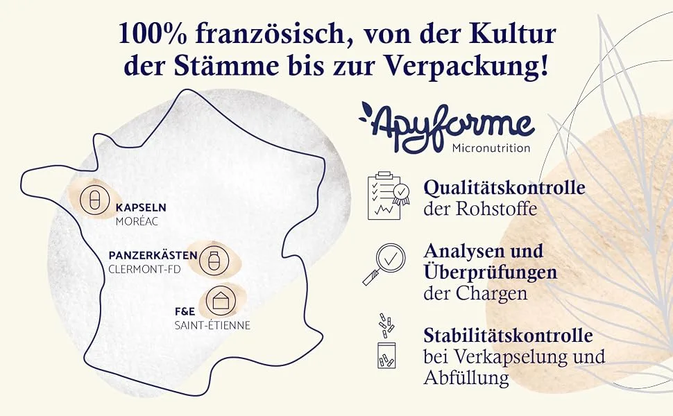 Apyforme - Probiotics intestinal renovation - 60 billion KBE/day - 10 exclusive tribes including lactobacillus - 60 gastrointestinal -resistant capsules - Apyforme - Milchfermente für die Darmflora - 60 Milliarden KBE/Tag Lactobacillus