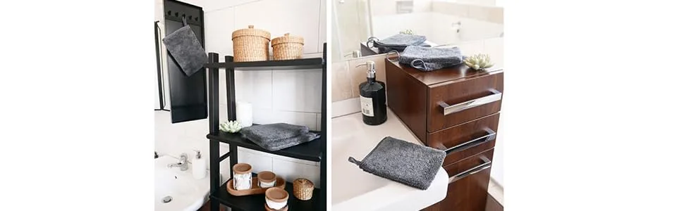 ZOLLNER24 set of 9 microfiber washcloths 16x21 cm anthracite grey 16x21 cm - Waschhandschuhe