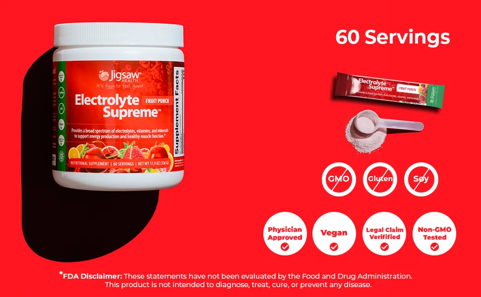 Jigsaw Health Electrolyte Supreme Fruit Punch 7.87 oz (222 g) - 60 Servings