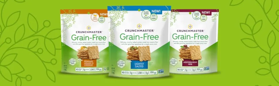 Crunchmaster Grain Free Crackers Lightly Salted 3.54 oz (100 g) - Crunchmaster Grain-Free Crackers