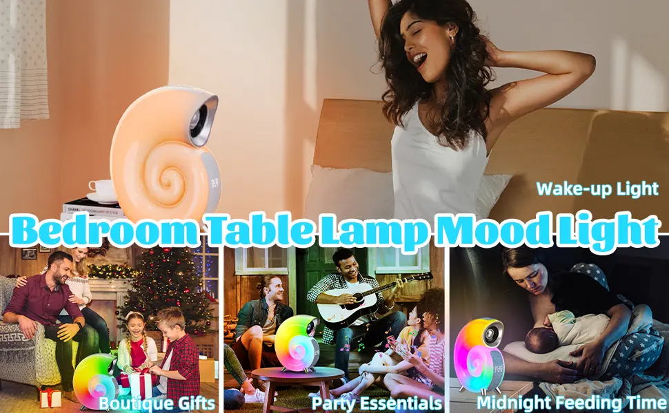 Music lamp intelligent wake-up light with alarm function for sleep aid portable Bluetooth speaker music lamp with app control (wrapped in gray fabric) - product information 5
