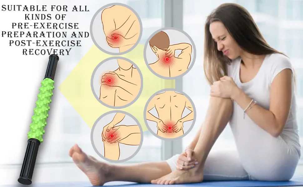 ARGOMAX massage tab with rollers muscle therapy massage tab massage roller muscle roller stick to relieve sore muscles and physiotherapy green. - Massagestab mit Rollen
