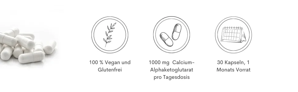 Nature Spring Caakg |Calcium alphaketoglutarate |Laboratory test in DE |60 capsules |High dose |1000 mg |CAAKG in the best quality without additives - CaAKG