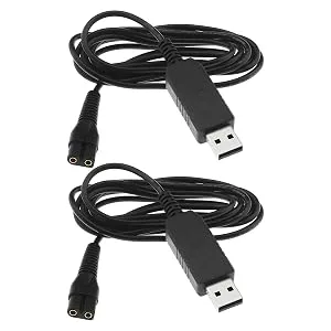 ECSING 2 x USB charging cables for razors Compatible with choice color per 9649 cordless clerk replacement 3.5V USB network cable black 1.8 m - B0C6QFXFN6