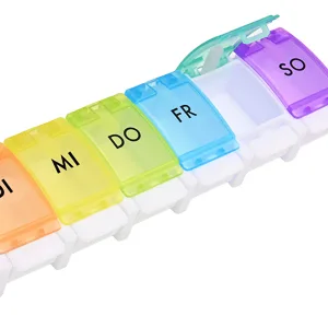 Jsdoin pill box 7 days pill box 7 compartments rainbow pill box medicine box easy to open rainbow German - product information 2
