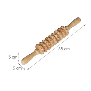 Relaxdays Massage Roller Wood Massage Stick with 2 Handles Manual Massager for Back Neck Arms & Legs Natural 1 Piece - massage hilfsmittel