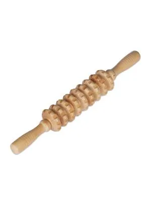 Relaxdays Massage Roller Wood Massage Stick with 2 Handles Manual Massager for Back Neck Arms & Legs Natural 1 Piece - Massage Roller
