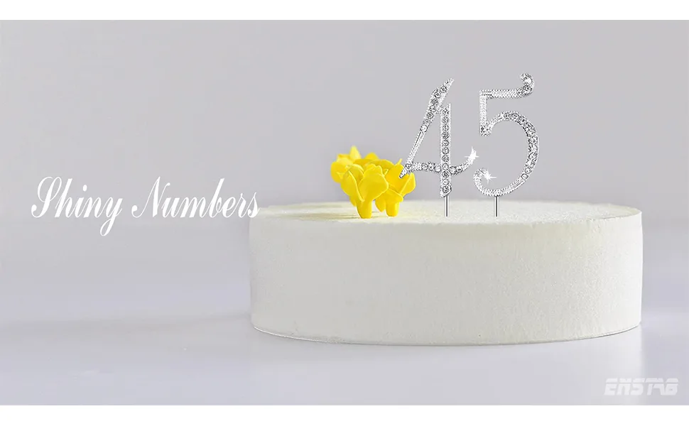 ENSTAB 0-9 Cake Decoration Silver Rhinestones Happy Birthday Cake Topper Anniversary Cake Decoration (3) SHINY-10 Silver-3 - product information 4