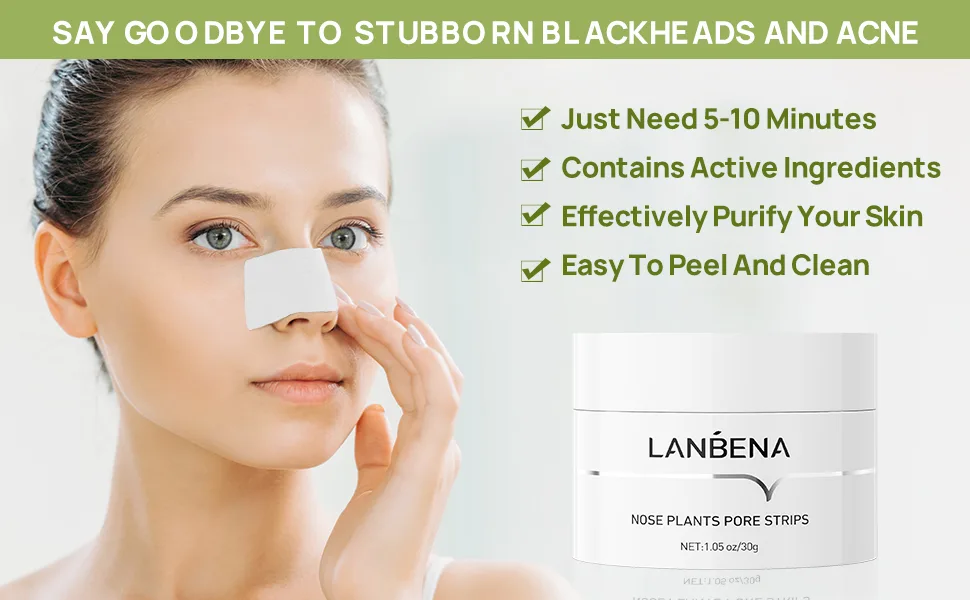 LANBENA Pore Strips Deep Cleansing for Face Nose Black Head Remover 10-15min Leaving Your Skin Fresh and Clean White-1 - product information 2