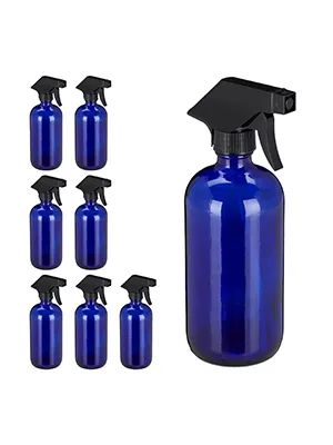 x spray bottle glass capacity 500 ml refillable mist & jet hair care cleaning atomizer empty blue - aerospray