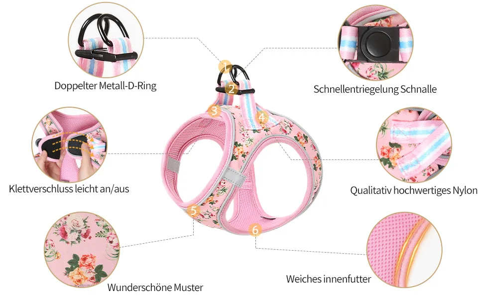 Heele dog harness adjustable anti train dishes reflective breathable dishes dogs light breast harness small dogs for walking training reflective plaid white m - product information 3