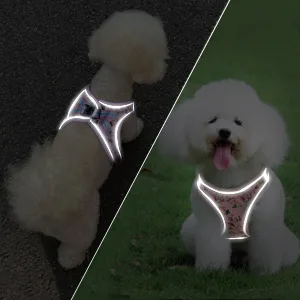 Heele dog harness adjustable anti train dishes reflective breathable dishes dogs light breast harness small dogs for walking training reflective plaid white m - product information 7