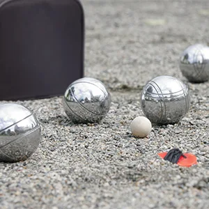 Relaxdays Boule 4 metal balls set with target ball & distance meter carrying bag boccia game silver/black - gartenspiel