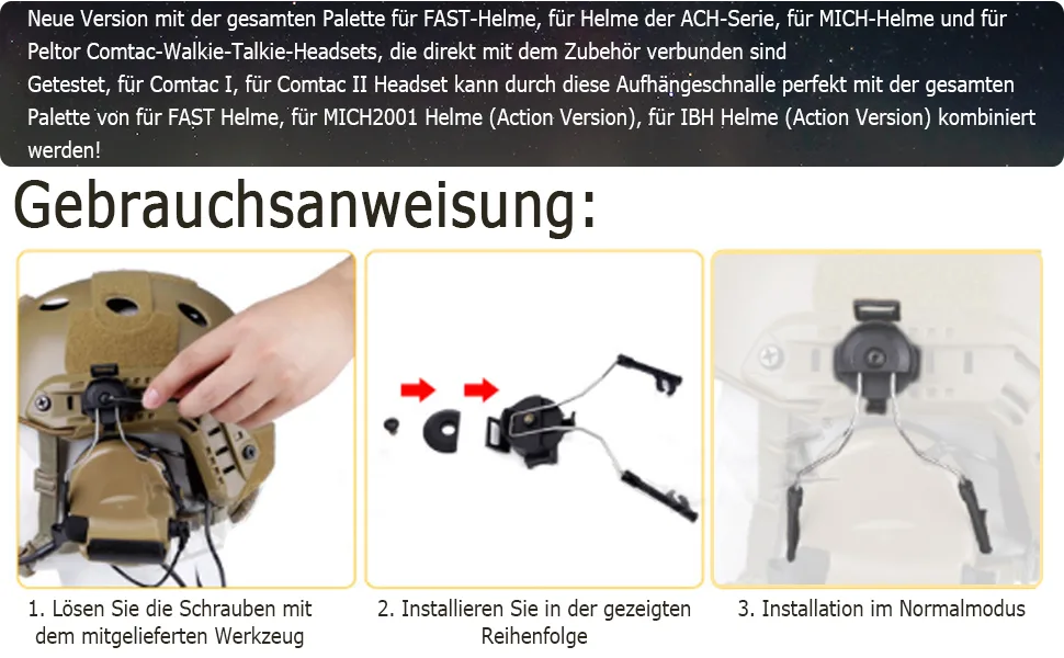 Yoidesu ARC adapter communication headset rail suspension ARC rail adapter for airsoft activities left right side headphone holder compatible for COMTAC - ARC-Adapter