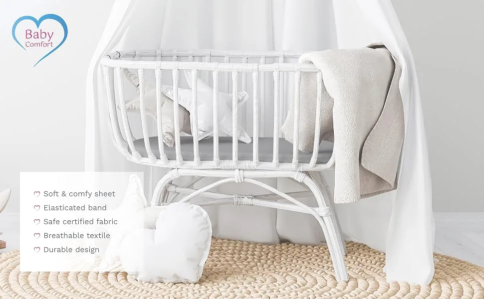 Fitted sheet/jersey oval 100% cotton grey - Jersey Spannbettlaken, Moseskorb Jersey, Moseskorb Spannbetttuch