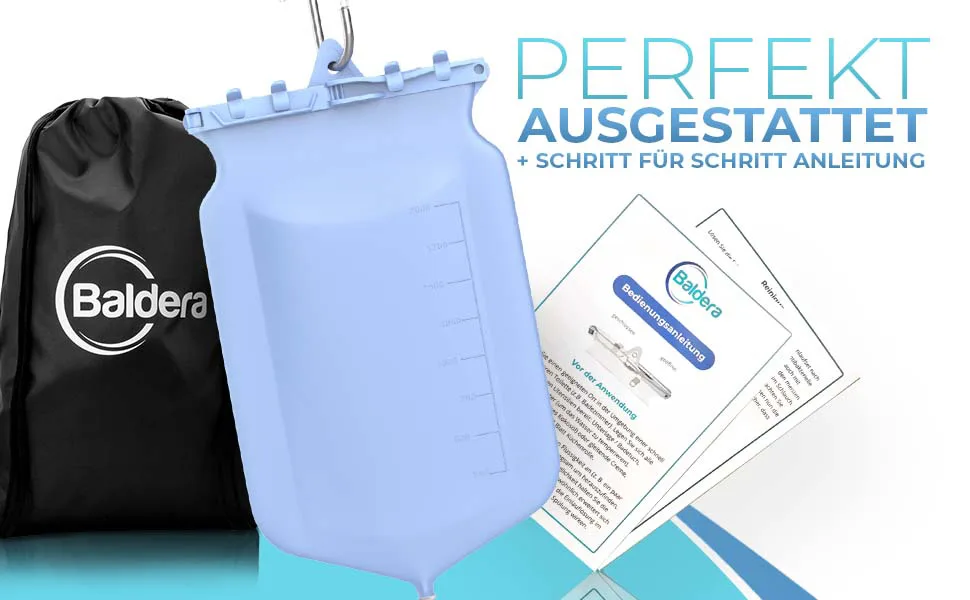 Baldera enema set for intestinal cleaning - intestinal flushing device - BPA free - extensive inlet set Premium Irrigator including storage bag - simple & effective - EBC1