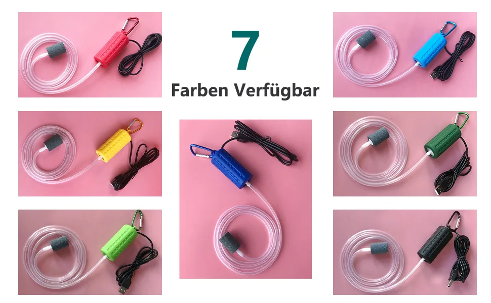 Air pump Aquarium USB Mini Oxygen Pump quiet oxygen pump energy saving oxygen bubbler with air stone and single outlet silicone hose 1W light green - sauerstoffpumpe aquarium