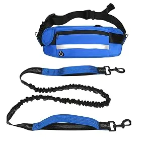 Edipets Jogging Leash Dogs Hands-Free Running Hiking Webbing Anti-Stress Reflective 160-220 cm (Blue) - correa perro para correr