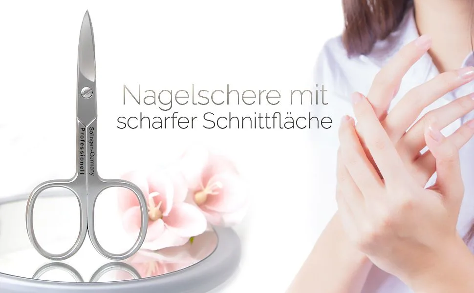 Nail scissors from Solingen with one -sided micro toothing made in Germany stainless steel rustproof footnail scissors with extra sharp and slightly curved cutting surface for manicure and pedicure 9.5 cm - Nagelschere Nagelpflege Fußnagelschere Solingen Instrumentenrw